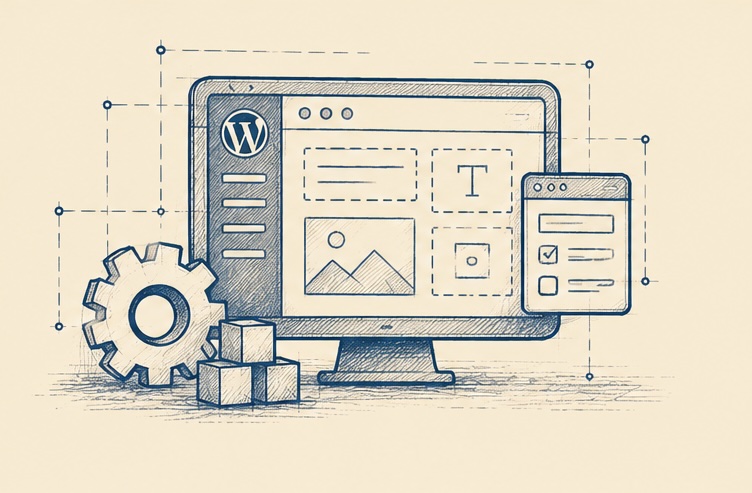 Sketch of WordPress website design tools